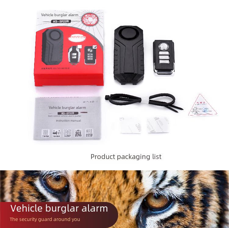 Alarme Remoto Antifurto para Bicicleta Elétrica Preta com Sensor de Vibração Sem Fio