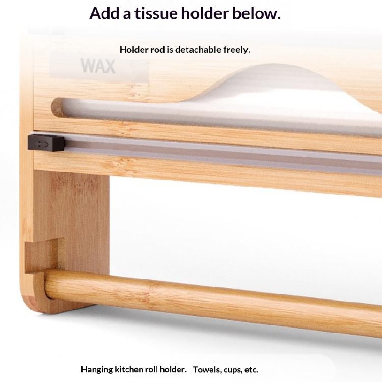 Easy Install and Wood Plastic Wrap Cutter and Organizers for Quick Cutting Action and Simple Cleaning in Any Kitchen
