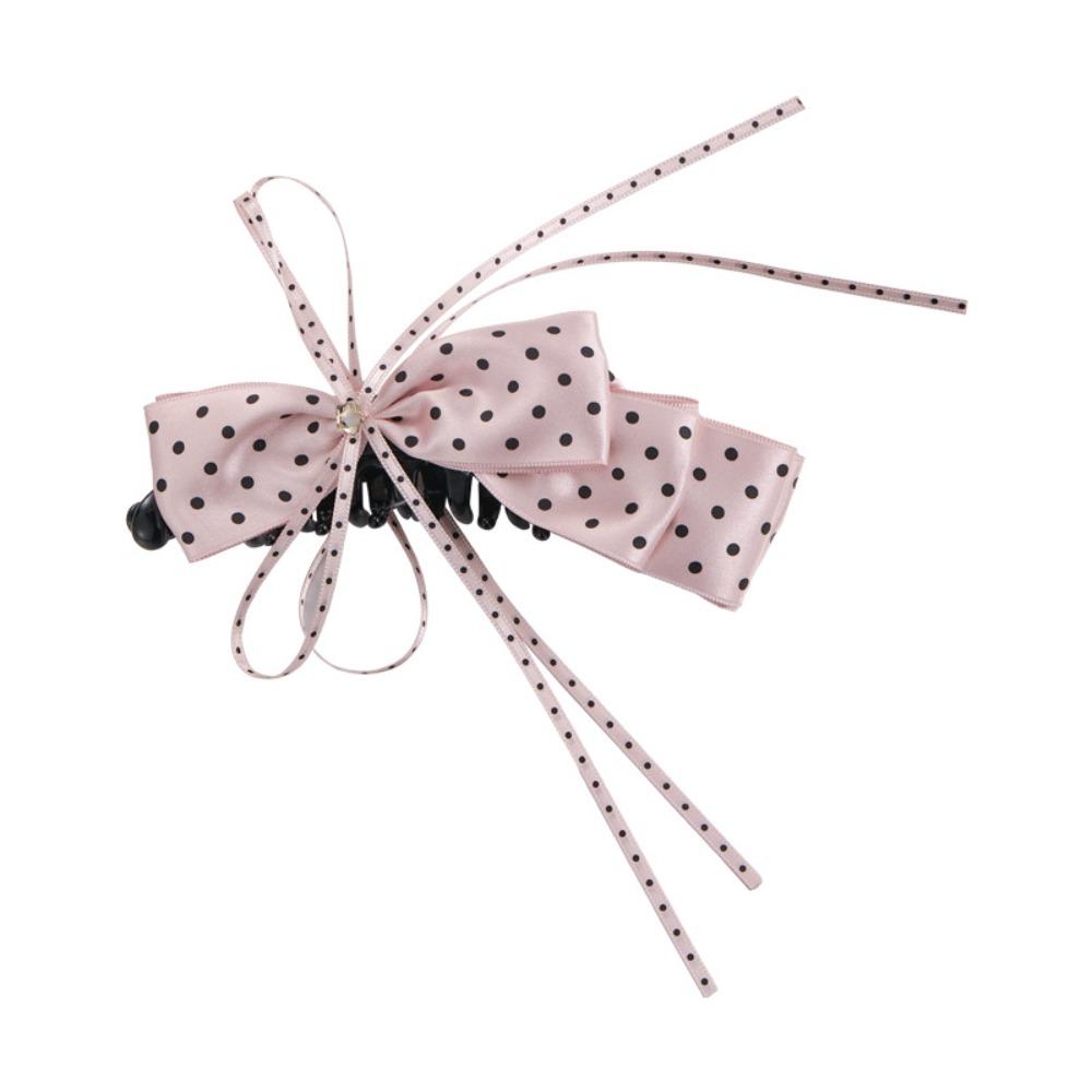 Sweet Polka Dot Bow Hair Clip Cloth Sweet Hair Accessories Elegant Ribbon Banana Clip  School