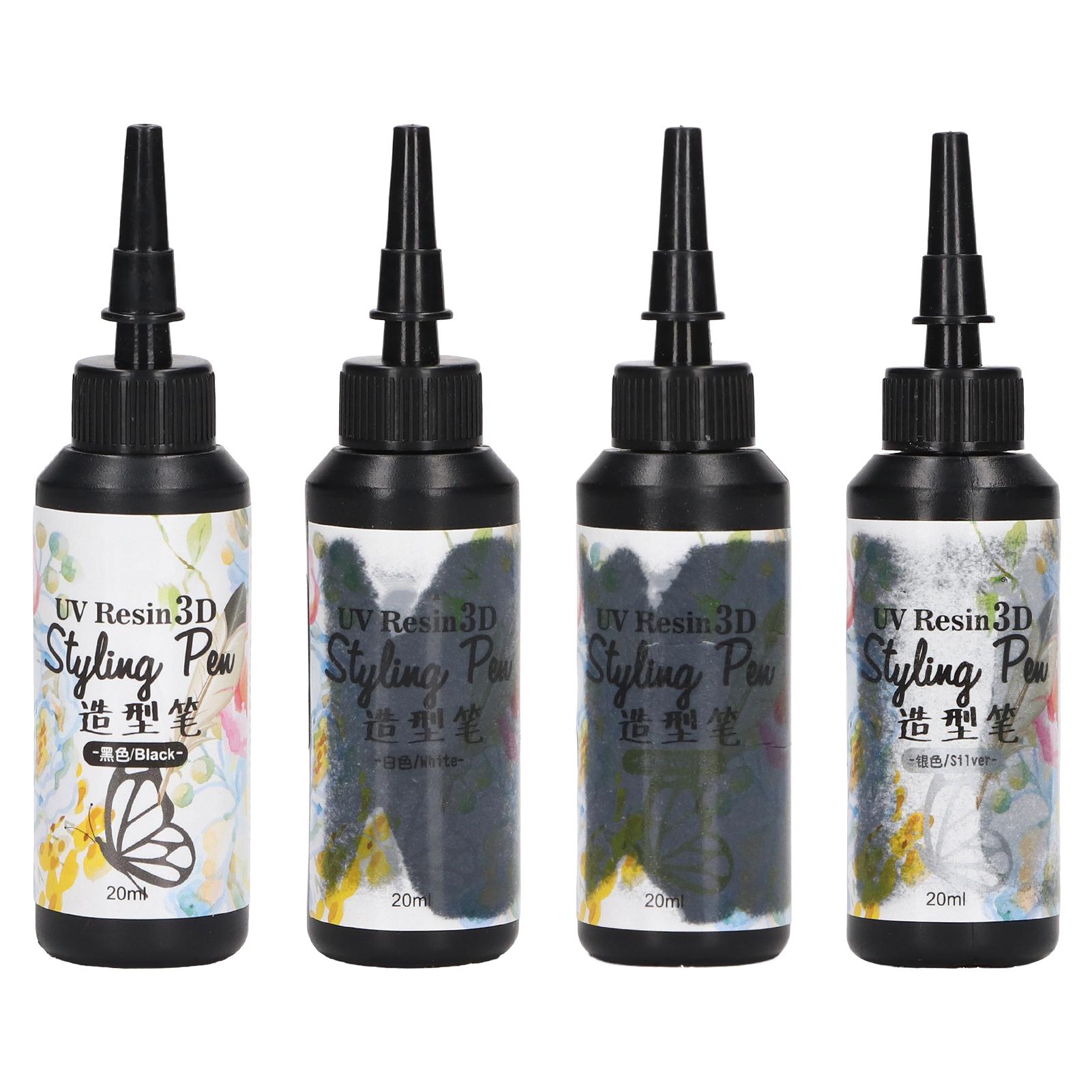 

UV Resin Styling Pen 20ml Fast Curing 3D UV Resin Liner Unique Pen Shape DIY Outline Resin Liner for Silver