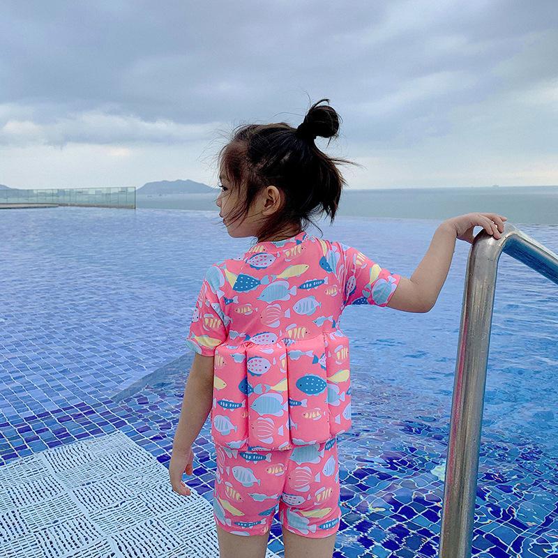 2022 Girls' Short-Sleeve Buoyancy Swimsuit for Infants and Toddlers