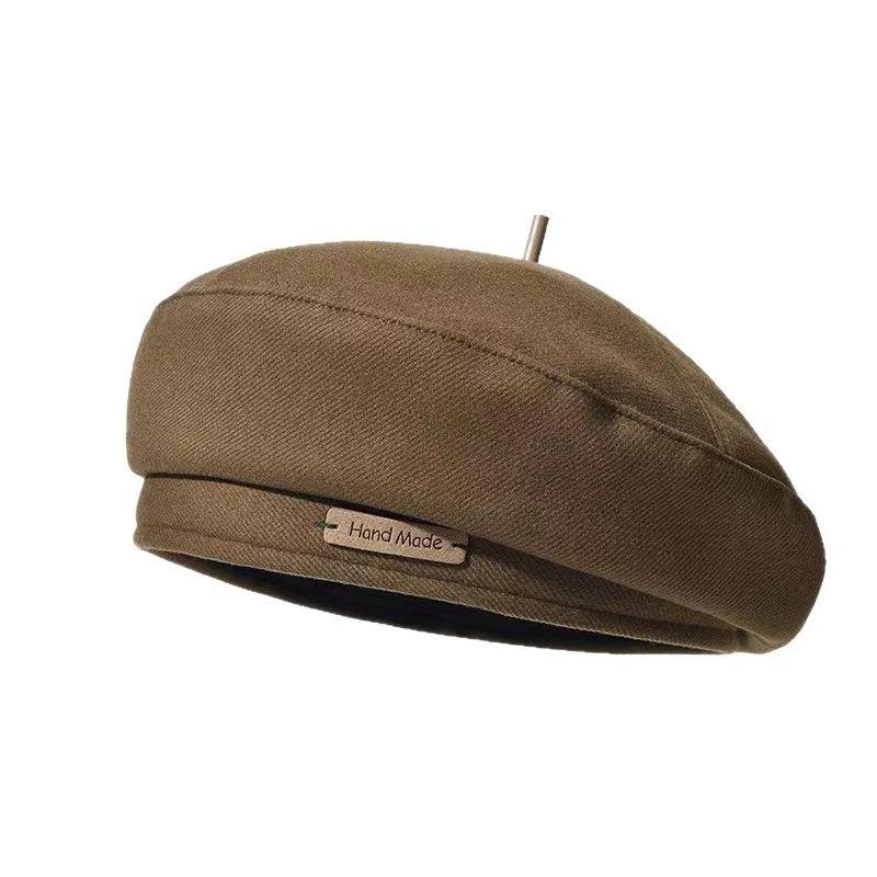 Face small retro cloud letter beret children versatile plain big head circumference painter octagonal hat