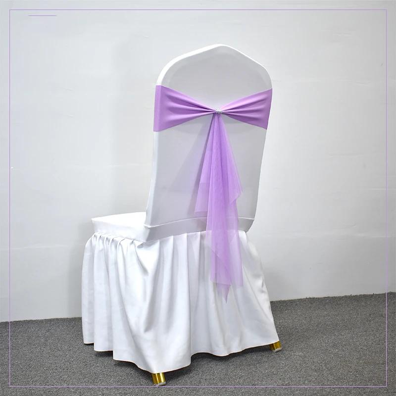 10/50 pièces Stretch Spandex Nœuds de Chaise avec Ruban Organza à Nouer Pour Banquet Fête Mariage Élastiques Écharpes de Chaise