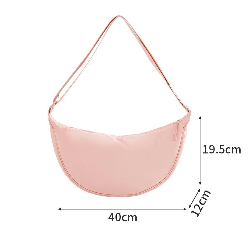 New Simple and Casual Solid Color Nylon Large Capacity Men Women's Dumpling Bag Shoulder Bag for Travel and Commuting Unisex Hobo Bags