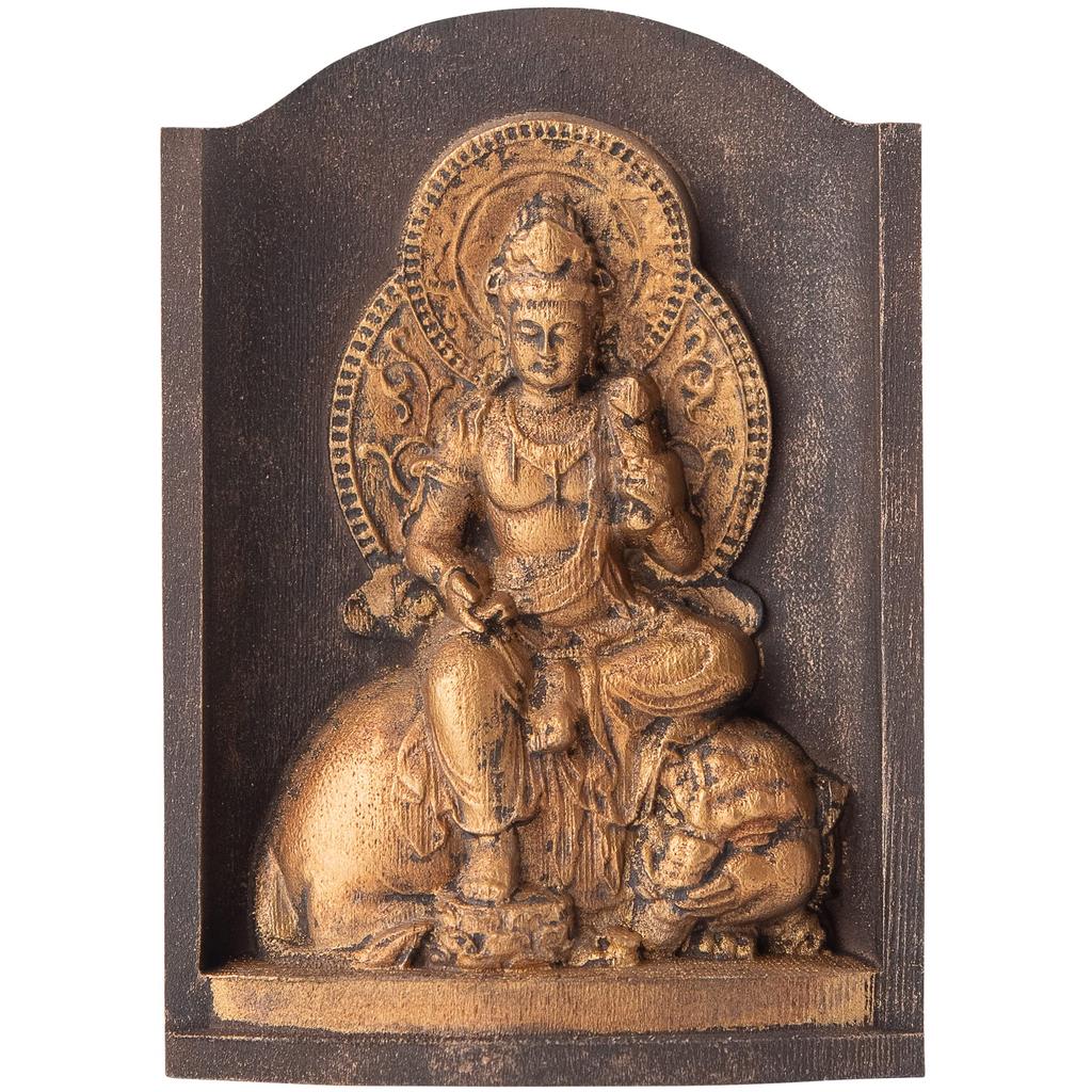 Zeku Fugen Bodhisattva Buddha-Statue in einem Schrein Gebet am Berg Koya Kongo Tierkreiszeichen-Talisman für diejenigen, die in den Jahren des Drachen und der Schlange geboren wurden (Gold