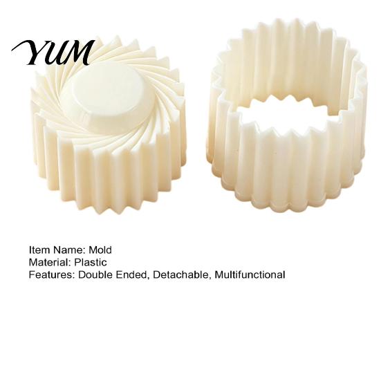 Kitchen Baking Tools 2-in-1 Round Mooncake Mold, Double Ended Pastry Press with Scallop And Non-stick Cookie Spiral Embossing for DIY Baking, Handheld