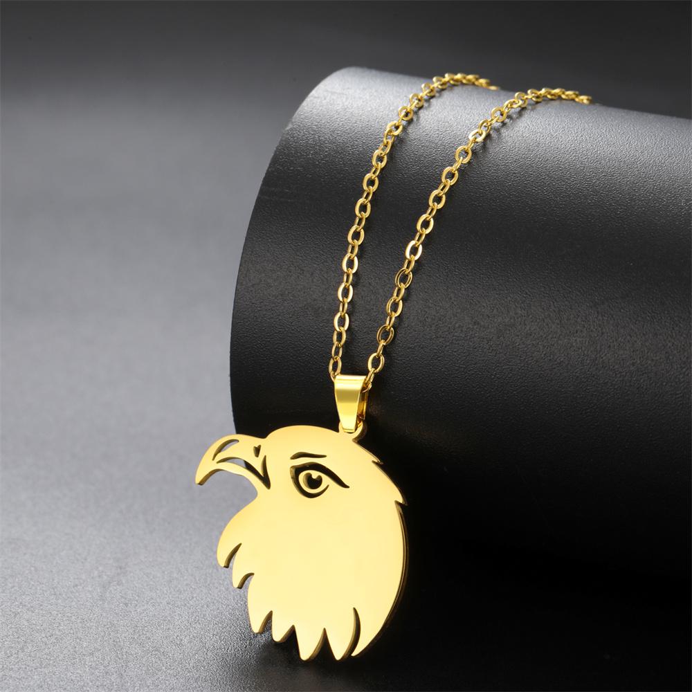 My Shape Punk Eagle Head Pendant Necklaces Stainless Steel Animal Bird Bald Eagle Charms Neck Chain Choker Jewelry Men’s Gifts
