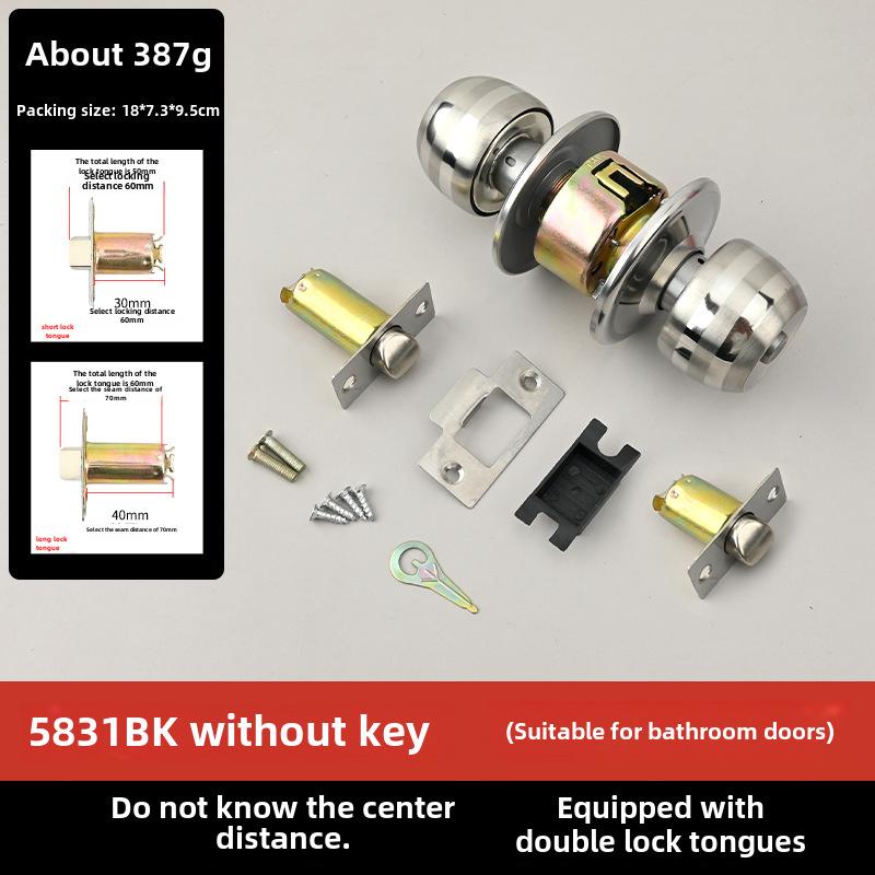Stainless Steel and Wood Bathroom Door Knob Lock 5831