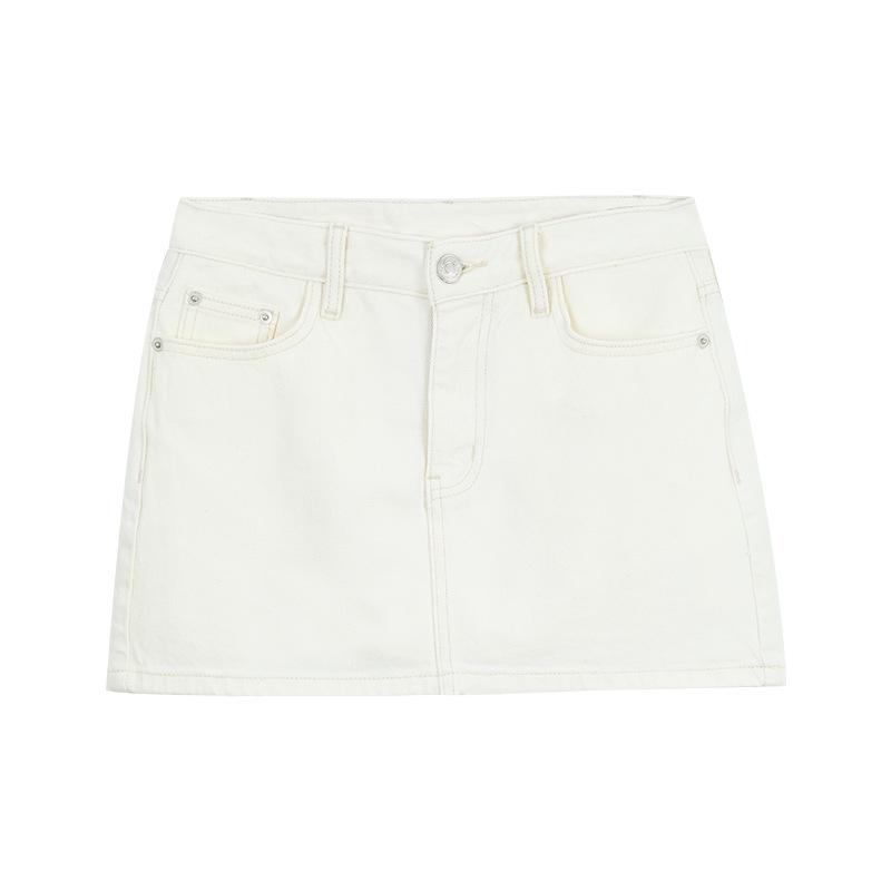 CLEAN SPACE Cotton Washed Denim Mini Skirt, Mid-Waist A-Line Skirt 2025, Style 53357