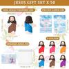 Barydat 50 Sets Mini Jesus Figures with Prayer Card and Bags Bulk Little Jesus Figurines Tiny Miniature for Religious Party Fav