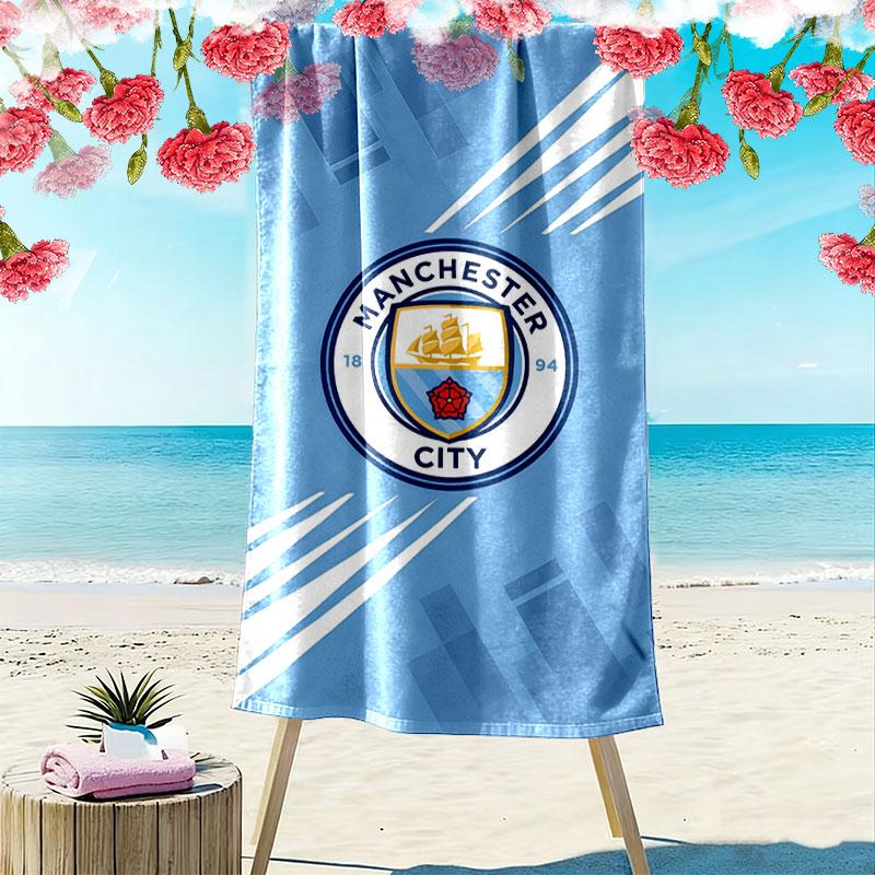 Manchester City Team Print Beach Towel, Large Soft Quick Dry Towel for Beach Camping Swimming