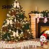 Retro Christmas Ornaments 2Pcs Tree Bow Decors, Velvet Fabric Holiday Wreath Hanging Ornament Decorations for Home, Festive Garland Wedding