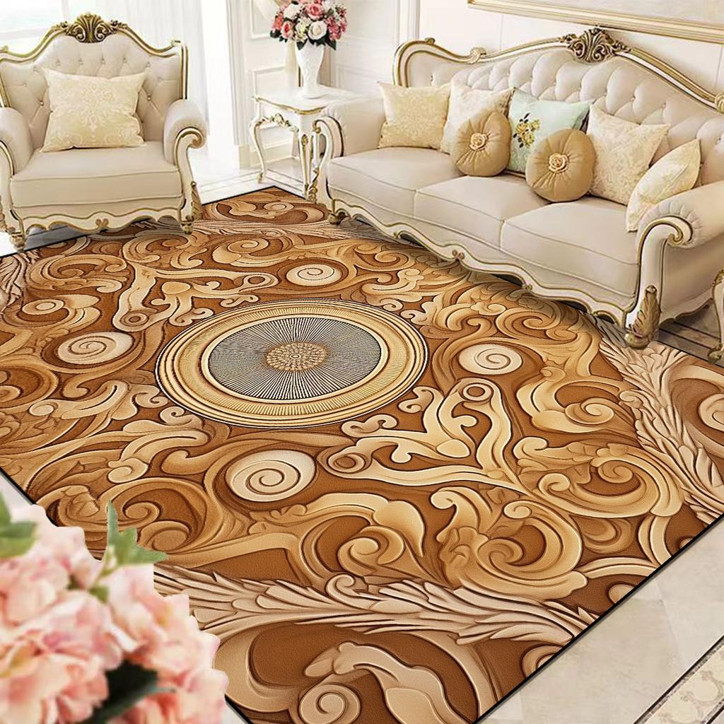 Koberec v evropském stylu do obývacího pokoje Měkký luxusní koberec Ložnice Šatna Obývací pokoj Dekorační koberec Velká velikost Pratelný Protiskluzová podložka na podlahu