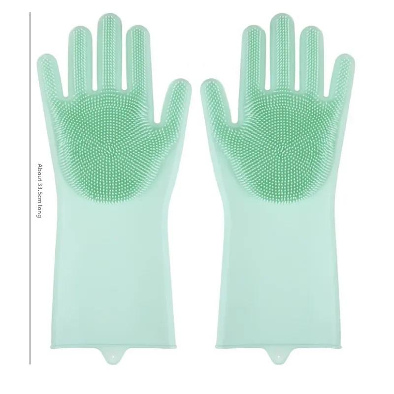 Dishwashing Cleaning Gloves Magic Silicone Rubber Dish Washing Gloves for Household Sponge Scrubber Kitchen Cleaning Tools