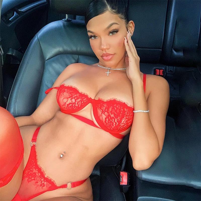 Sexy Lingerie Woman Bra Set Lace Bralette Set Lace Underwear Female Bra Set Transparent  Hollow Out Intimates Chemise