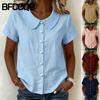 Women's Fashion Casual Summer Spring POLO Neck Short Sleeve Blouses & Shirts