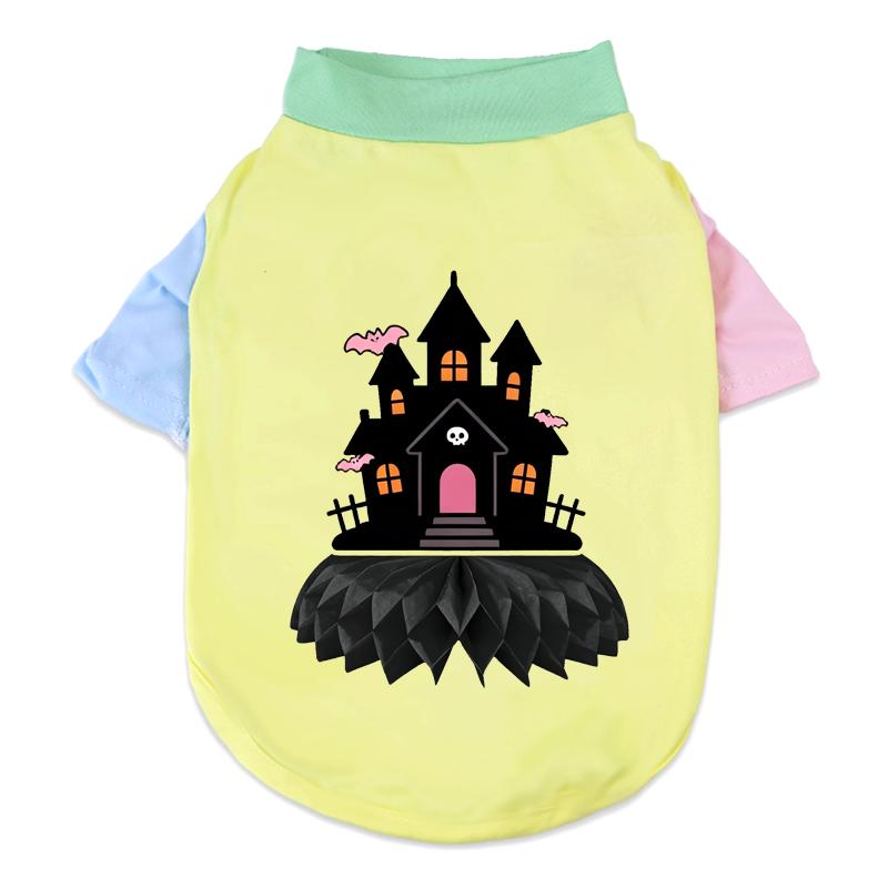 1 Pc Halloween Pet Shirts Cute Ghost Pumpkin Print T‑Shirt Cats & Dogs Costume Festival Apparel For Party Cosplay