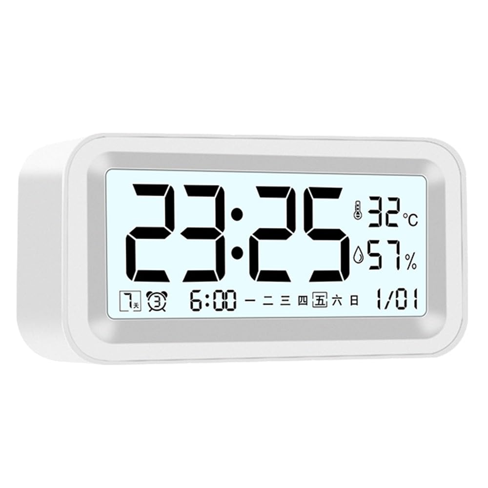 Alarm Clock, Table Clock, Dry-type, Multifunctional Digital Clock with Temperature and Humidity Gauge, Calendar, Date and Day Display, for
