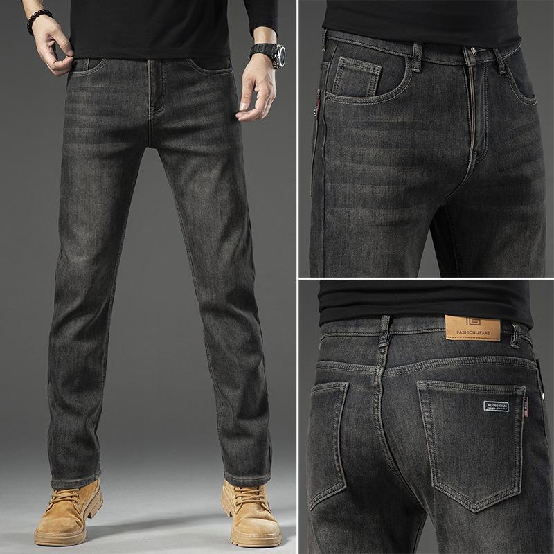 Spring And Autumn New Style Mid-High Waist Retro Color Stretch Men's Jeans Men's Slim Straight Versatile Trendy Brand