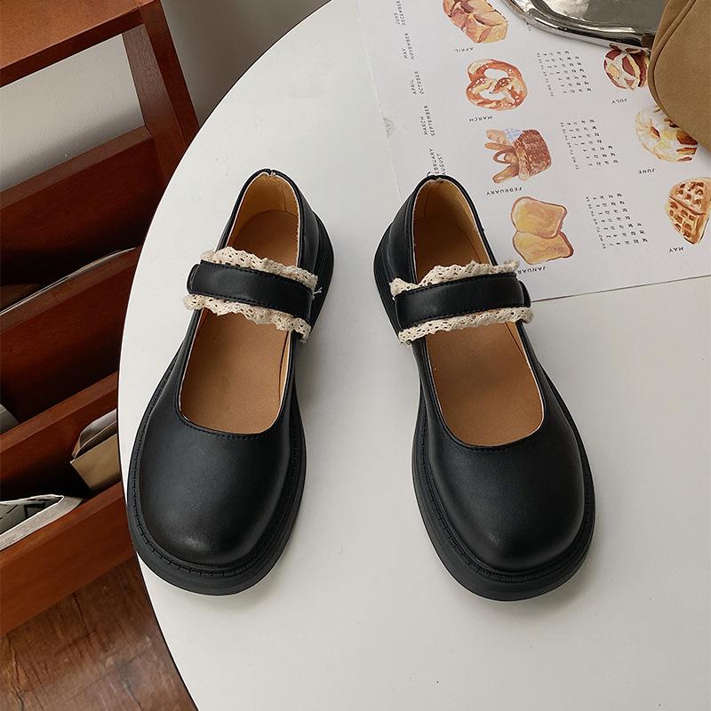 

Универсальное платье в студенческом стиле, черные туфли на толстой подошве из маленькой кожи, женские, лето 2024, новая ретро французская модель Мэри Джейн, одинарные туфли 39 чёрный