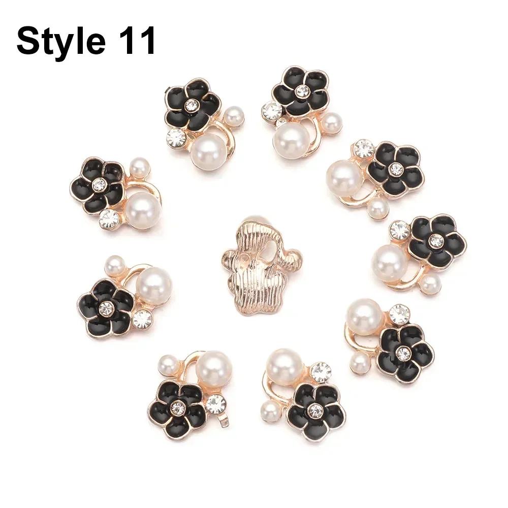 Boutons Strass Fleur 25 mm Bouton Perle Vêtements DIY Alliage Diamant Cryustal Accessoires Noeud Vêtement Décoratif Couture