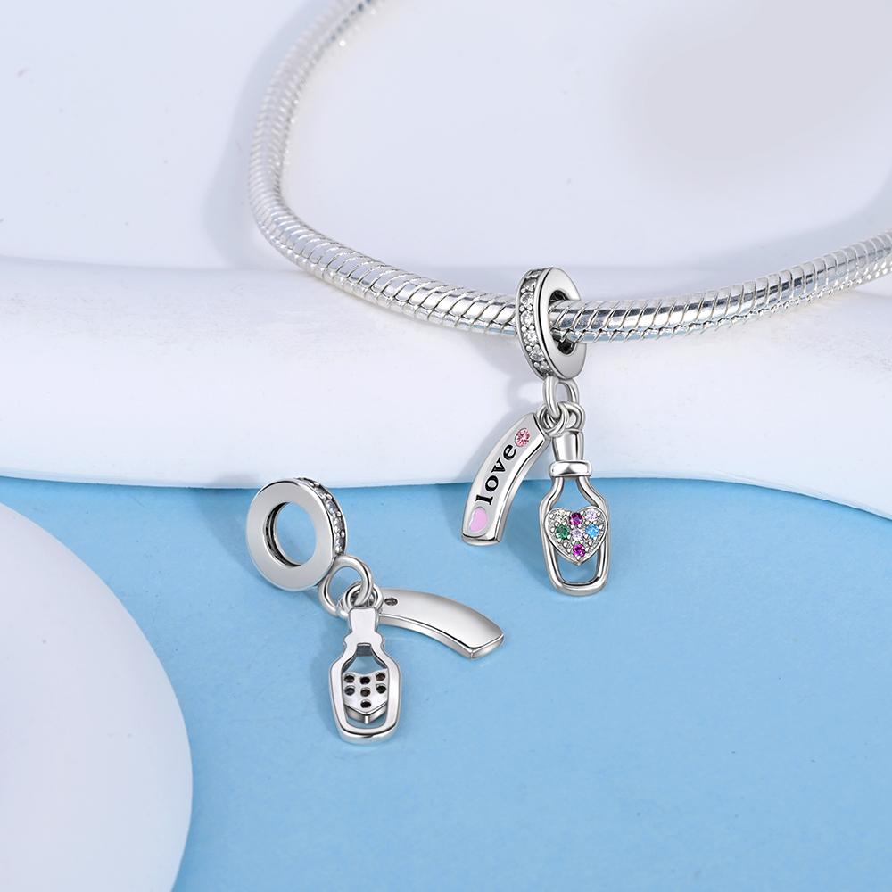 Authentic Original Copper Metal Flamingo Elephant Cat Airplane Elf Heart Pink Purple Charm Bead Components Designed For Pan Bracelet High Quality