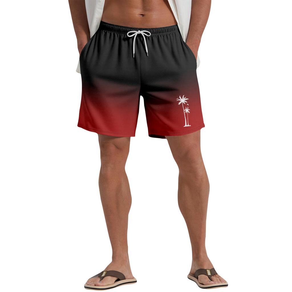 Hawaiian Plant Printed Men's Casual Beach Shorts