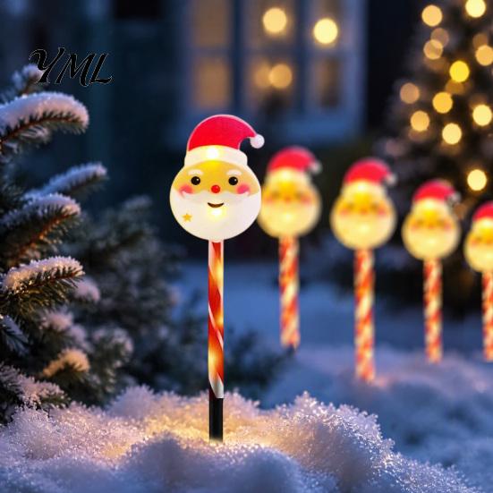 Outdoor Lighting for Courtyard 5Pcs Solar Christmas Yard Stake Light, Waterproof LED Garden Lamp with Energy Efficient Path Lights Snowman Santa Claus