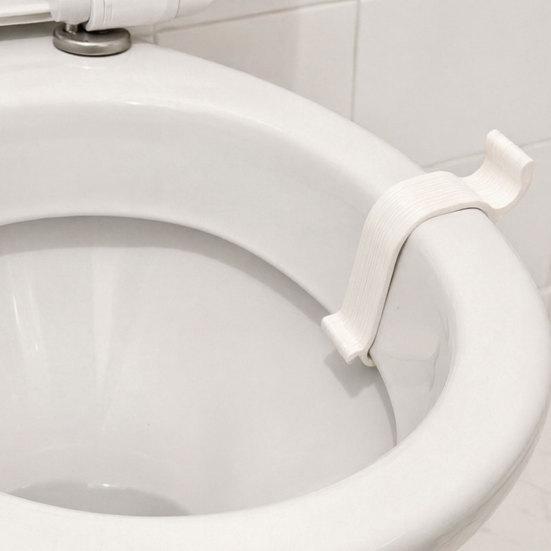 Upevňovací příslušenství pro vyrovnání sedátka WC, Klipový stabilizátor sedátka do koupelny, Jednodílná 3D tištěná instalace bez vrtání, Zacvakávací upevnění, Hluk kývajícího se sedátka WC