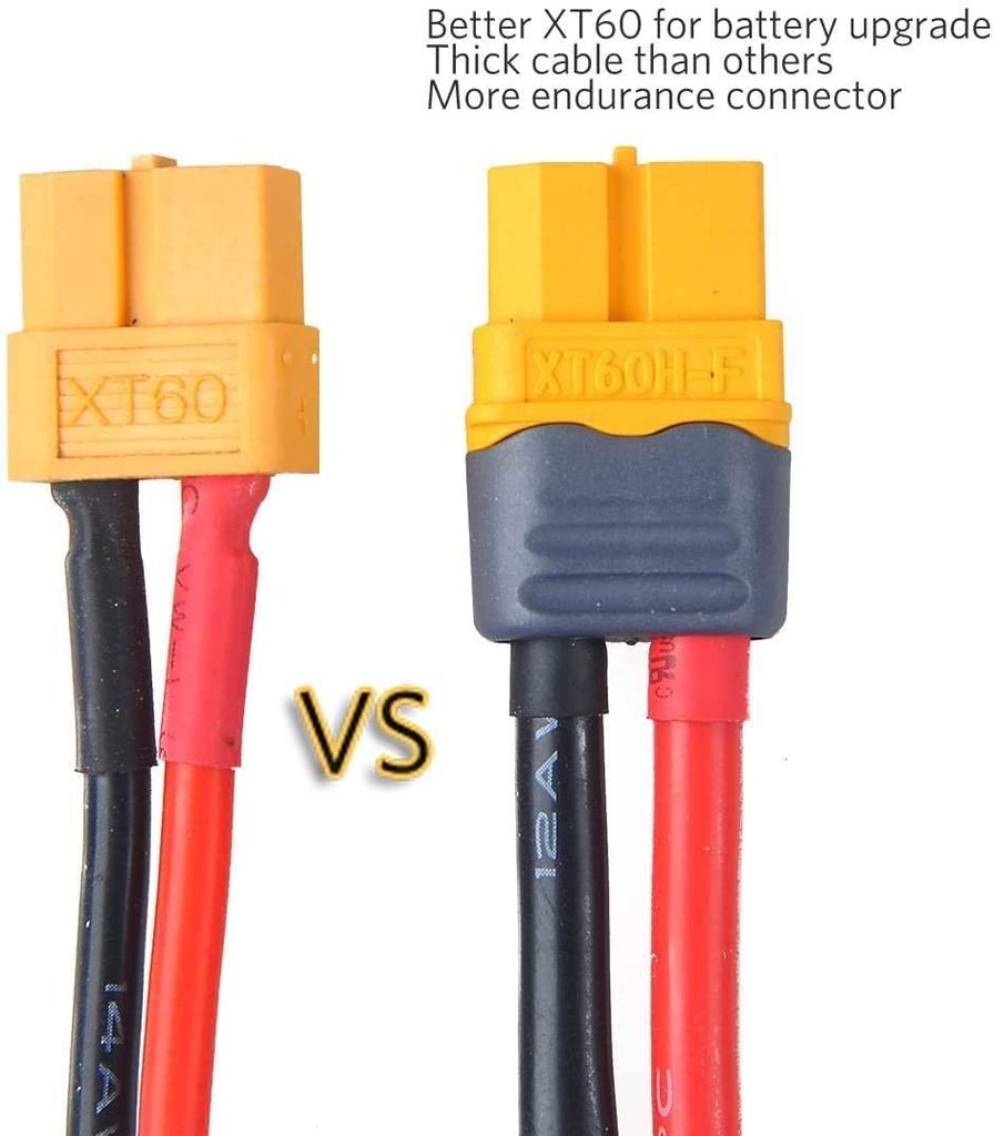 2 Pairs XT60 Male-Female Connectors with 150mm 12AWG Wire | Gold-Plated for High Conductivity | Ideal for LiPo Battery FPV Drone | Yellow, Plastic