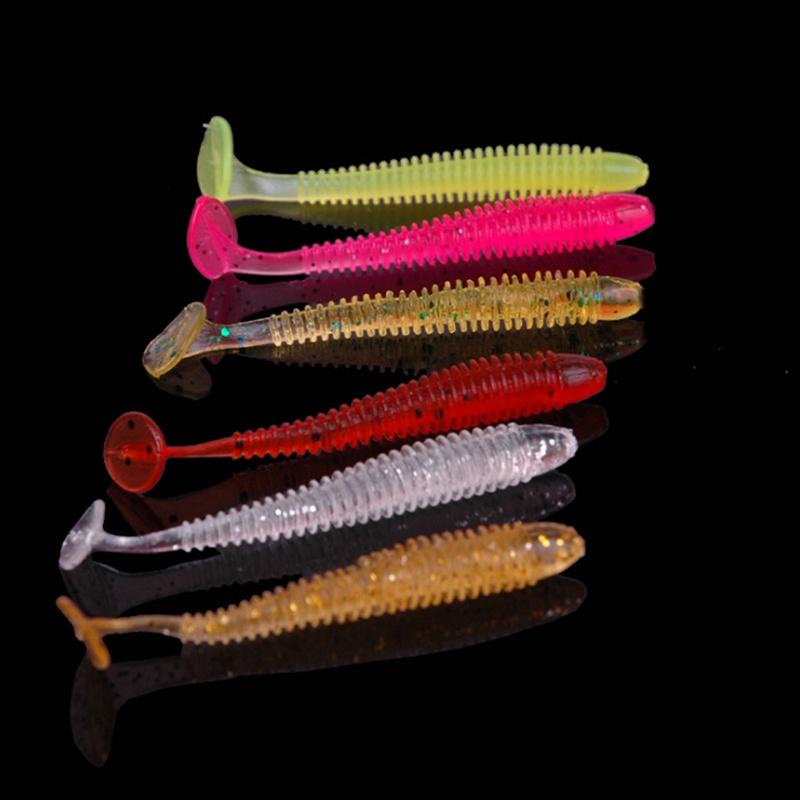 New 50pcs  Lure Spiral T Fish Soft Bait Softbaits Artificial Baits Weest Blackfish Culter Striped