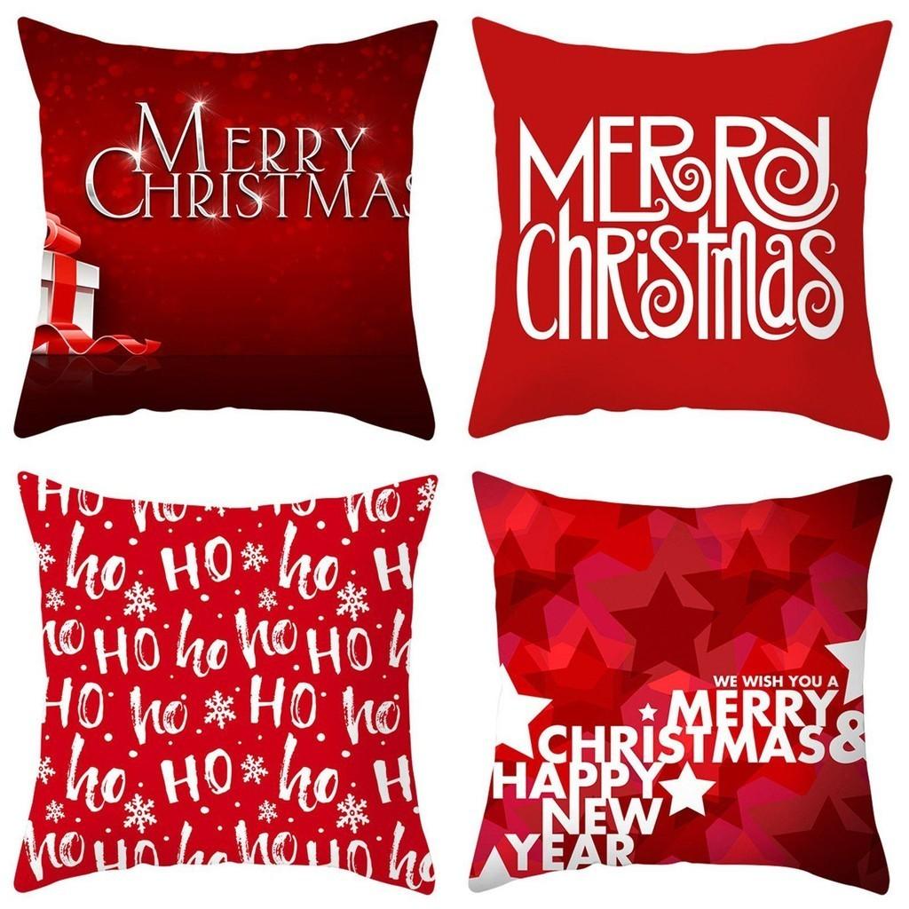 Festive Christmas Red Pillow Case Luxurious Cushion Cover For Cheerful Home Decor