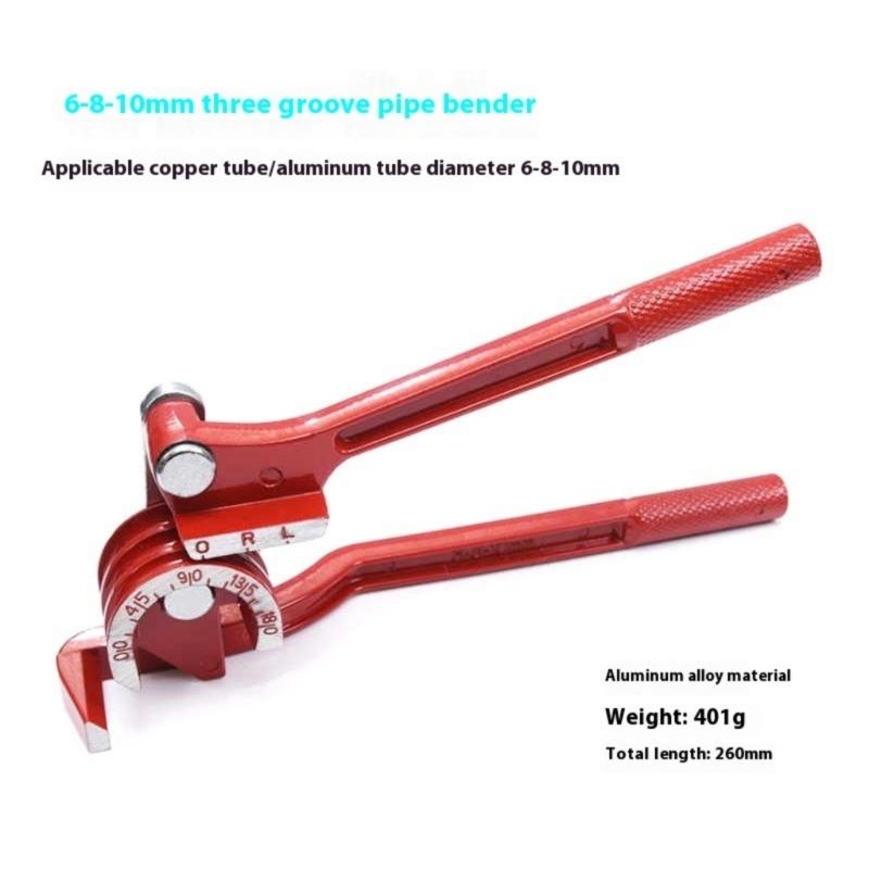 3 In 1 Manual Tube Bender Tool For 1/4Inch 5/16Inch 3/8Inch Soft Metal Pipes 0-180 Degree Angle Ergonomic Grip Hand Tool