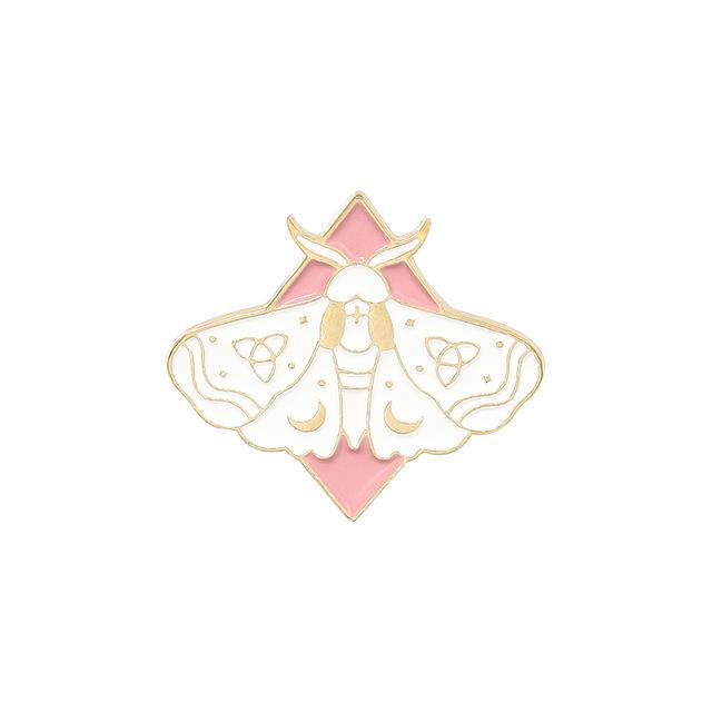Happy Moth & Butterfly Best Friends Brooch Set - Trendy Denim Bag Accessories