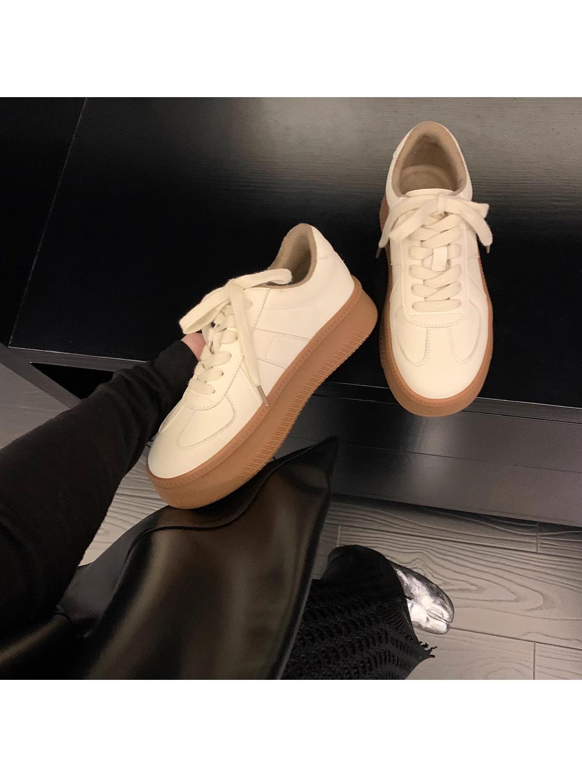 

High-end cowhide version~ Grape mother, the same style, round head, thick bottom, contrasting colors, age reduction, versatile lace-up, casual little 40