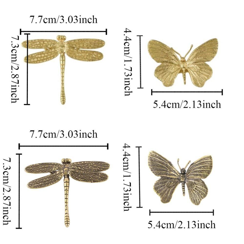 Retro Cabinet Door Knobs Vintage Wardrobe Drawer Pulls Butterfly/Dragonfly Brass Handle  Furniture