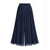 Womens High-Waisted Elastic Waist Chiffon Wide-Leg Pants