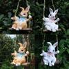 Lovely Mother And Baby Rabbit Easter Swing Ornament Durable Resin Rabbit Swing Home Decors For Year Round Display