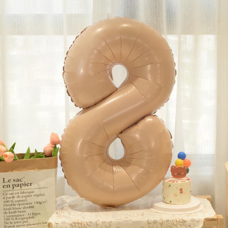 New 32-inch Caramel Cream-colored Aluminum Film Digital Balloon Children's Birthday and First Birthday Party Decoration