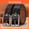 Genuine Men Stylish Leather Belt With Square Alloy Buckle For Daily Wear Office