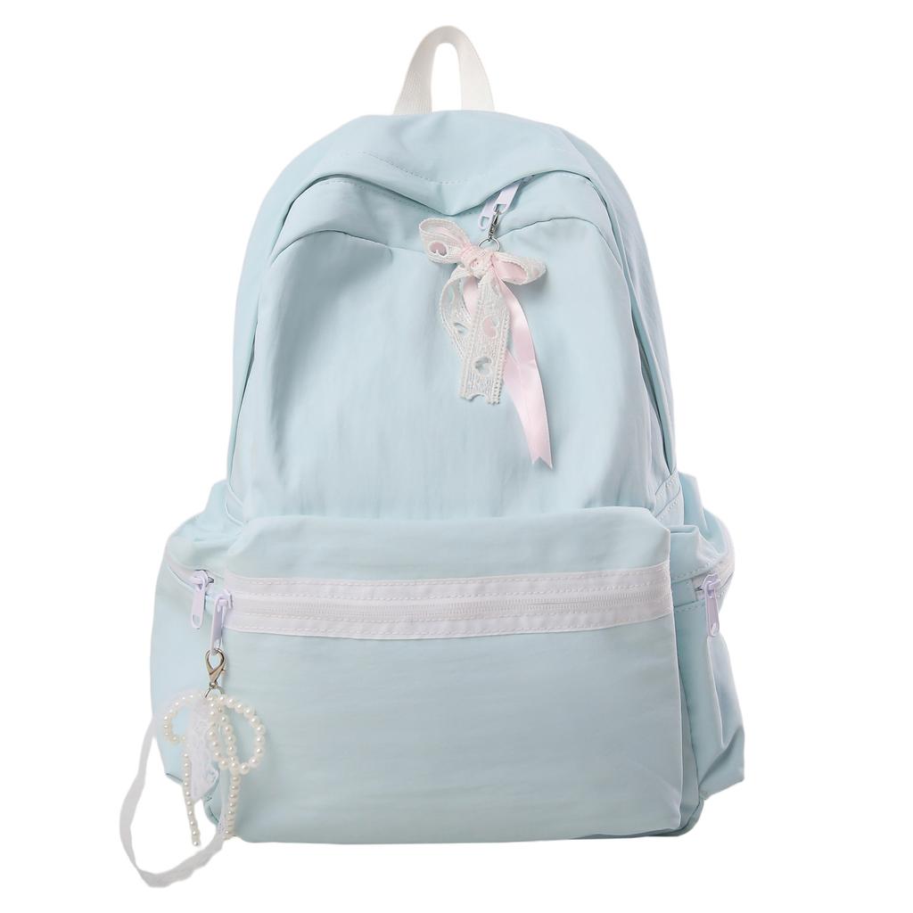 Schoolbag New Bow Decorative Bag Junior High School Student School Bag Female College Student Simple Versatile Casual Double Shoulder School Bag