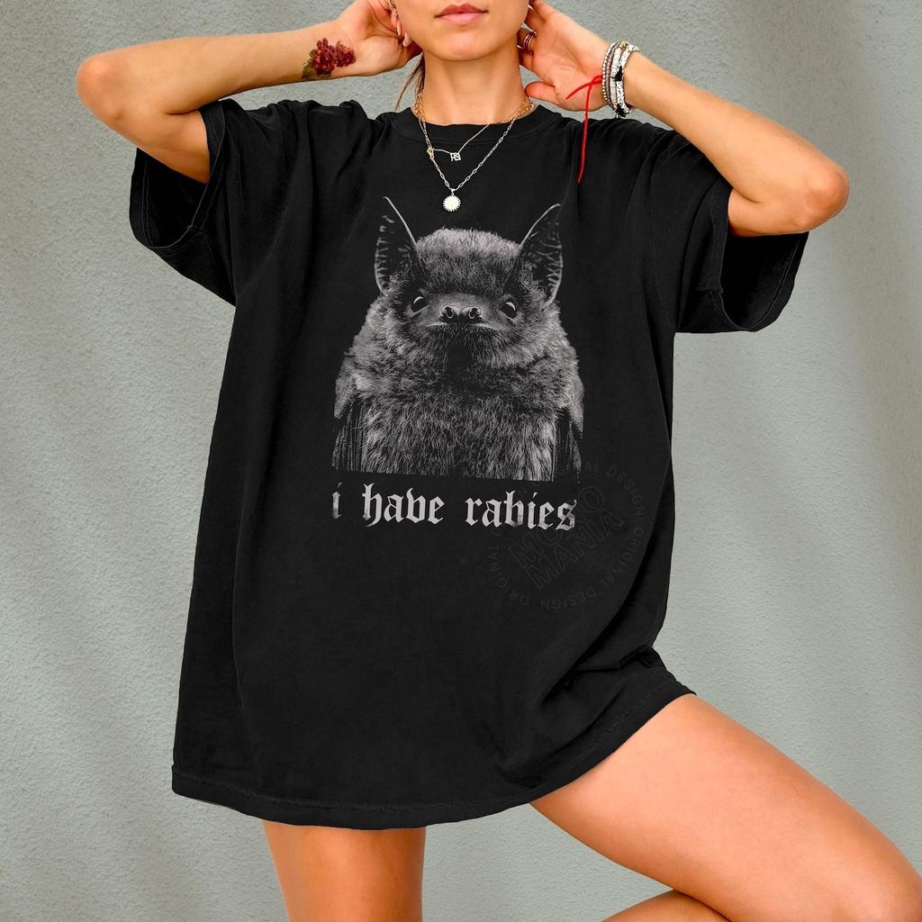 T-shirt Chauve-souris Drôle T-shirt Graphique Humour Noir Y2K Grunge Vintage Animal Cadeau