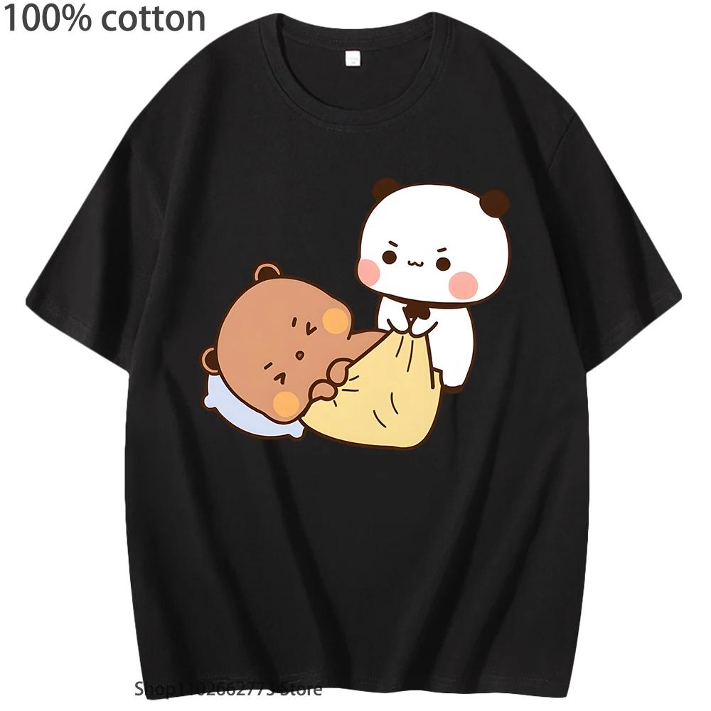 Wake Up Lazy DuDu It’s Shopping Time Tshirt Cute Bubu Panda Bear Shirts Cotton Korean Styele Top Women Clothes Men T-Shirts