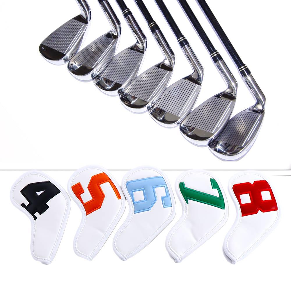 6 Clors Men and Women 4-9 ASPX PU Leather High-end Protective Cover Golf Wedge Cover Golf Iron Covers Golf Club Head Covers