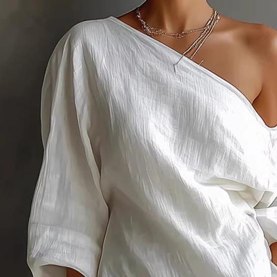 Women's Summer Dress One Shoulder Long Sleeve Cocktail Party Dress Casual Bodycon Ruched Wrap Split Maxi Dress with Pockets