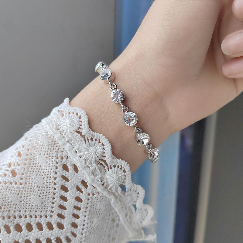 Elegant Inlaid Rhinestone Korean Bracelets Gold Colour Flower Charm Bracelet For Women Fashion Jewelry Accessories Party