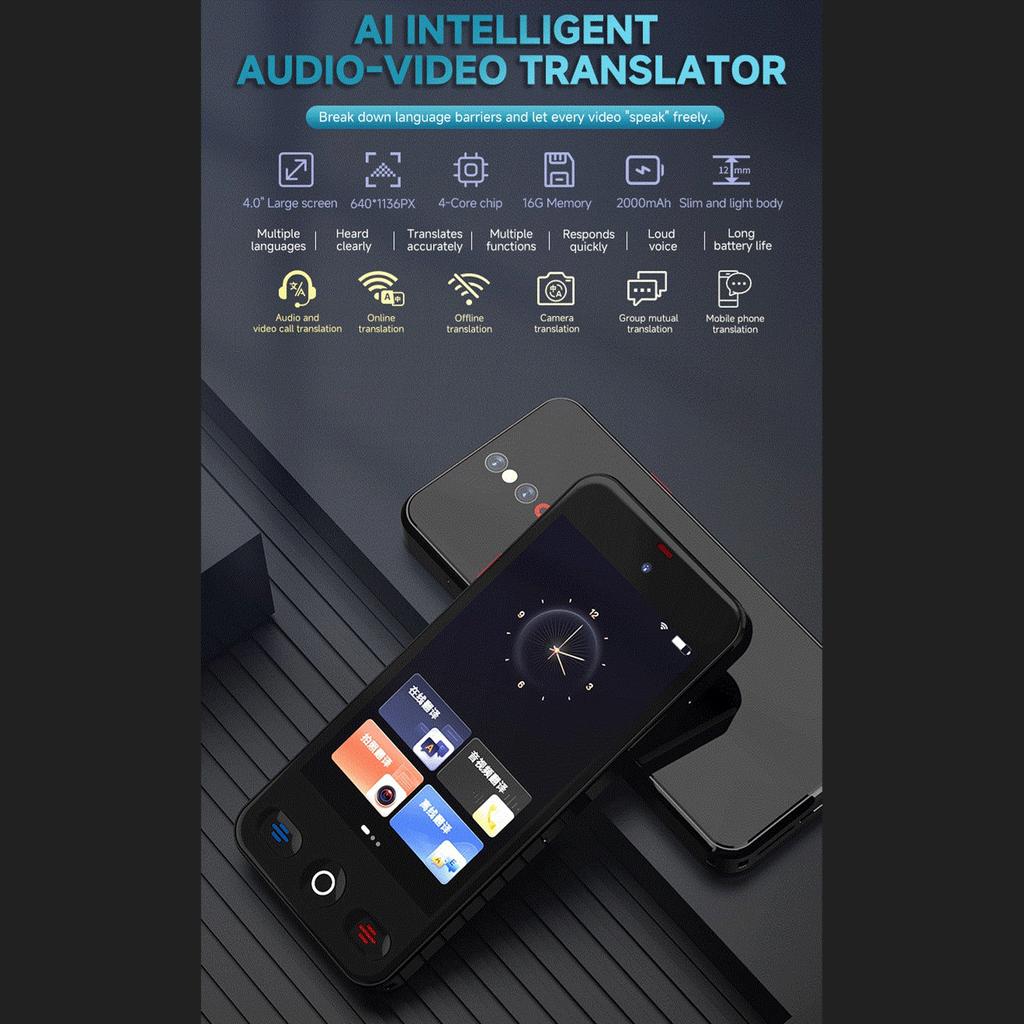 AI Language Translator Device 148 Languages Instant Two Way Voice Translator with 4 Inch Touch Screen