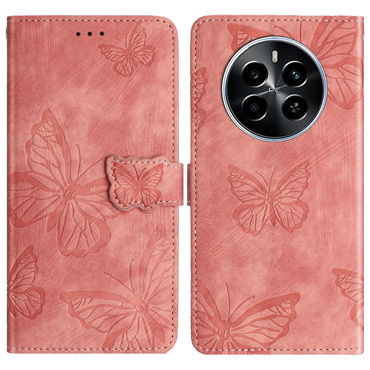 

For Realme Narzo 70 5G/Narzo 70 Pro 5G/P1 5G/12 4G/12+ 5G Case Butterfly Design Flip Wallet Leather Phone Cover Skin-Touch A