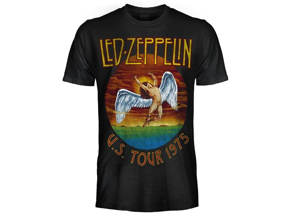 Led Zeppelin Official TShirt Jersey Original Black Rock US Tour 1975 S