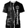 Mechanic 3D Printed Short Sleeved T-shirt Summer Breathable Polyester Simple Round Neck Top